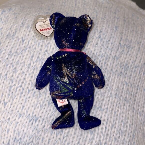 ty Comet Rare Beanie Baby of the Month Galaxy Glitter Purple Teddy November 2003 - Picture 2 of 8